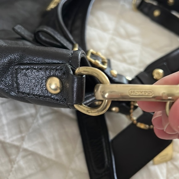 COACH black leather shoulder crossbody bag Large - Picture 16 of 16